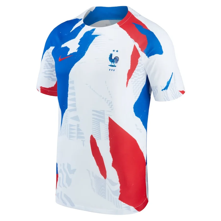 Camiseta Francia Selección Mundial 2022 Pre-Partido Blanco (1)