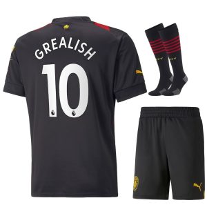 Maillot Kit Enfant Manchester City extérieur 2022 2023 Grealish (1)