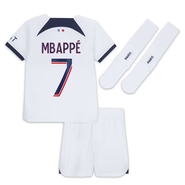 Maillot Match PSG Extérieur Mbappé 2023/2024 Blanc