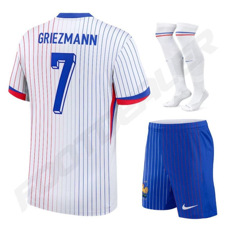France Team White Euro 2024 Griezmann Children's Kit Jersey