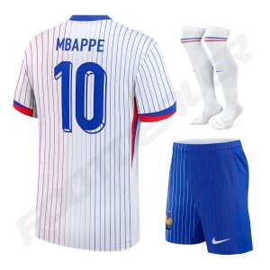 France Team White Euro 2024 Mbappe Children's Kit Jersey