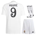Real Madrid Home Children's Kit Jersey 2024 2025 Mbappe