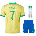 Children's Brazil Home Kit Jersey 2024 2025 Vini JR