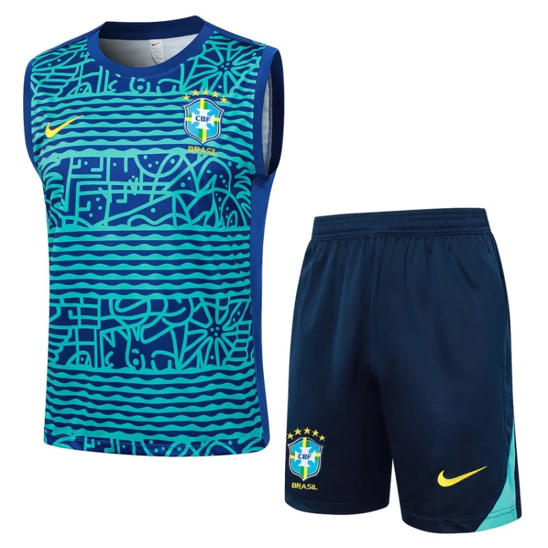 Brazil 2024 2025 Blue Pattern Short Tank Top