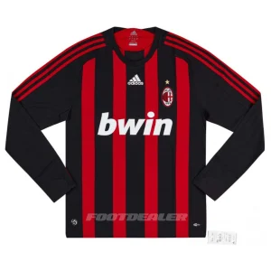 Camiseta AC Milan Local 2008 2009 Manga Larga