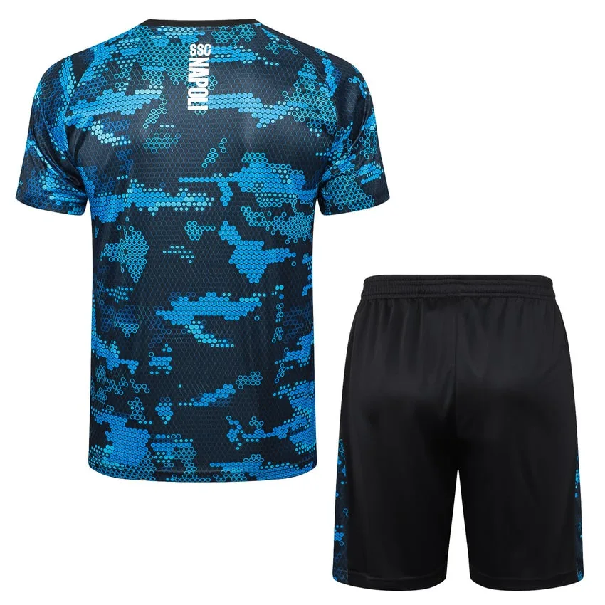 Ensemble Maillot Short Naples 2024 2025 Bleu Noir