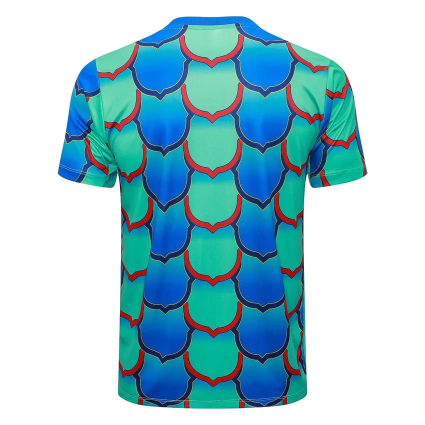 Ensemble Maillot Short Barca 2024 2025 Bleu Vert
