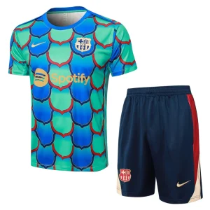 Ensemble Maillot Short Barca 2024 2025 Bleu Vert