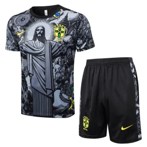 Brasilien 2024 2025 Grau gemustertes Trikot-Shorts-Set