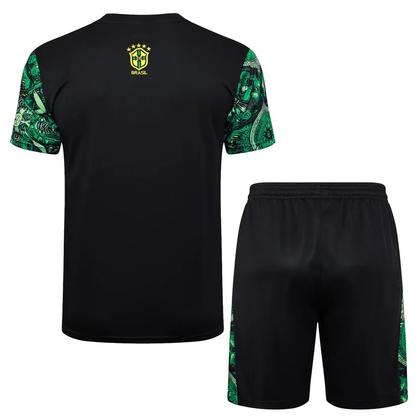 Ensemble Maillot Short Bresil 2024 2025 Vert Motif