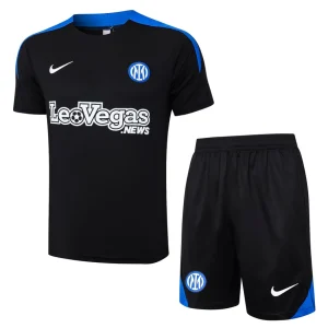 Inter Mailand 2024 2025 Dunkelschwarzes Trikot-Shorts-Set