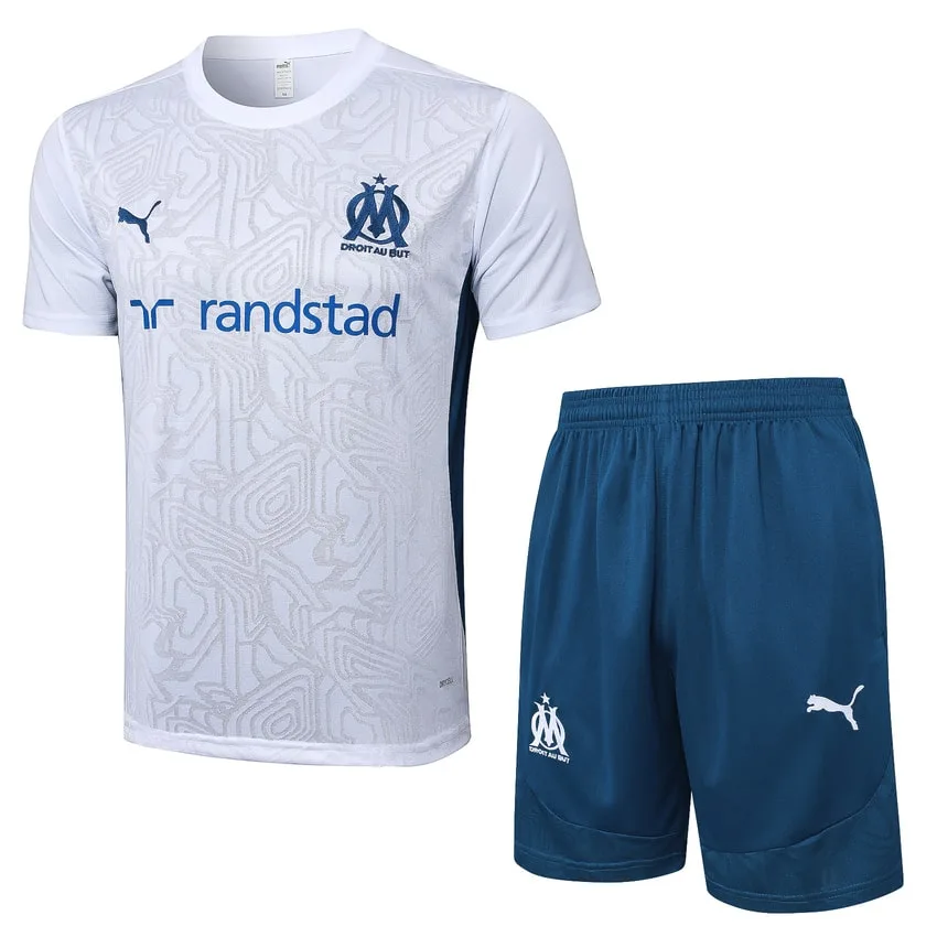 OM 2024 2025 Weißes Trikot-Shorts-Set