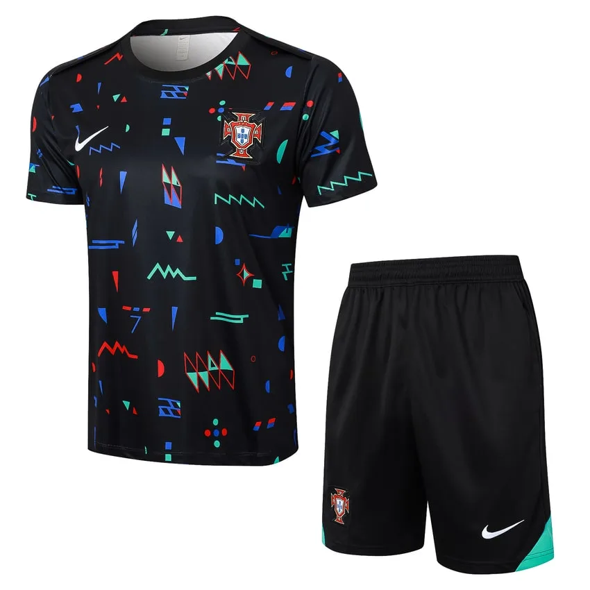 Ensemble Maillot Short Portugal 2024 2025 Noir Motif Ensemble Maillot Short Portugal 2024 2025 Noir Motif