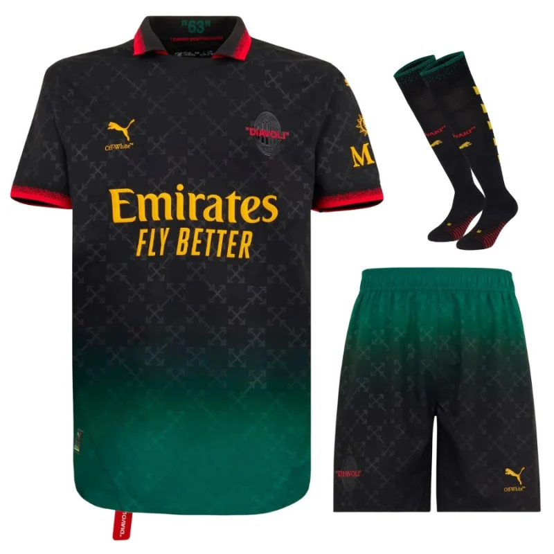 Camisetas de equipo para niños del AC Milan, cuarta equipación, blanco, negro, 2024-2025