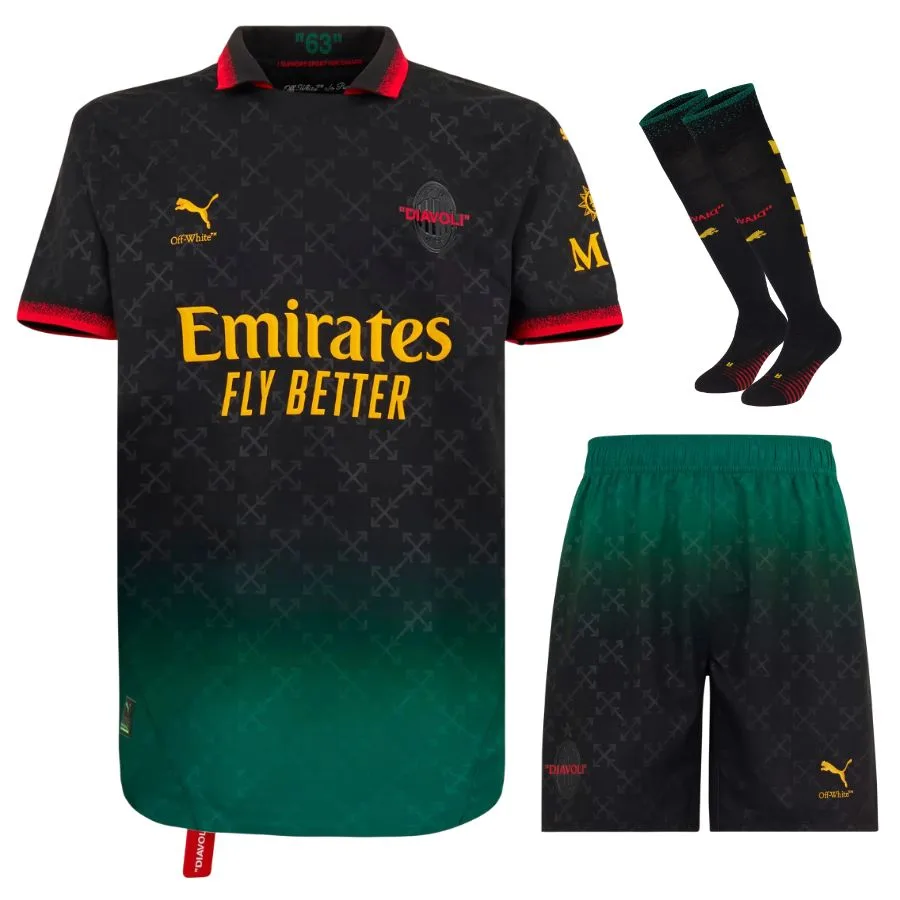 Camisetas de equipo para niños del AC Milan, cuarta equipación, blanco, negro, 2024-2025