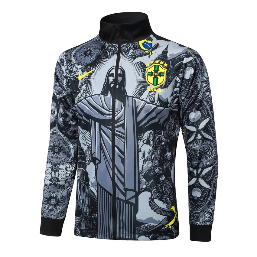 Survetement Bresil Veste 2024 2025 Gris Motif