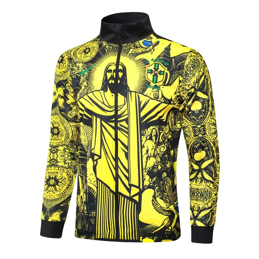 Survetement Bresil Veste 2024 2025 Jaune Motif