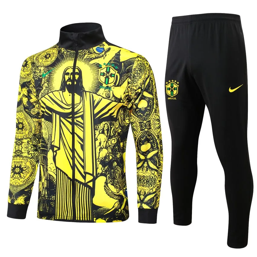 Survetement Bresil Veste 2024 2025 Jaune Motif