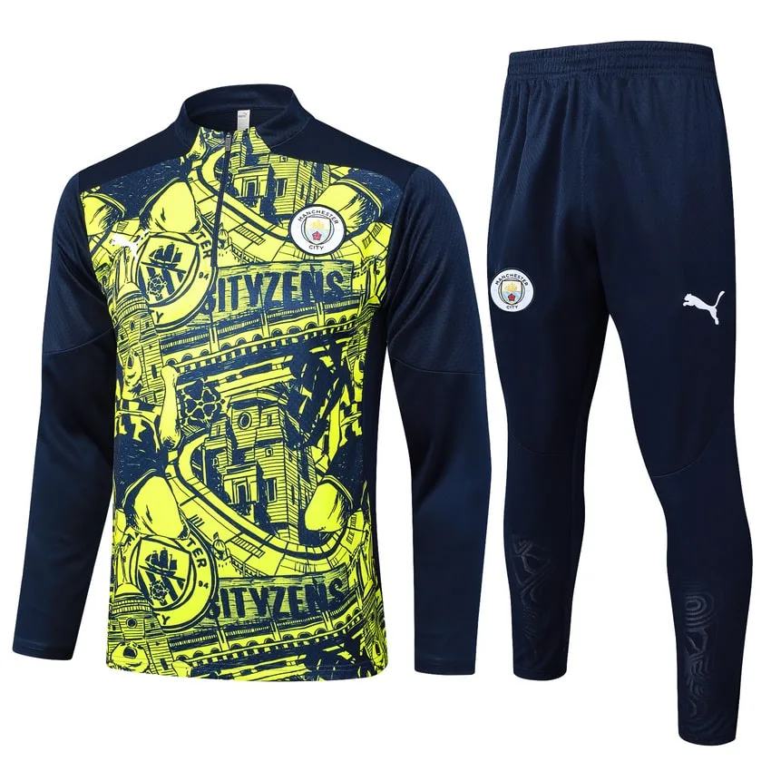 Survetement Manchester City Training 2024 2025 Jaune Noir