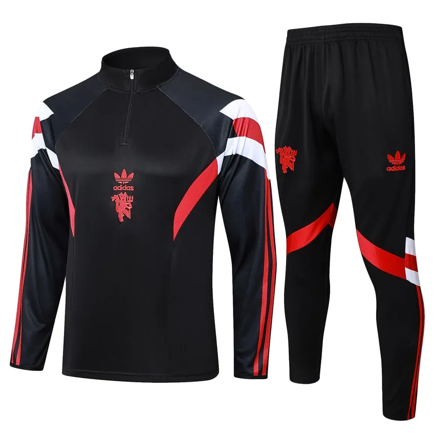 Survetement Manchester United Training 2024 2025 Noir Rouge