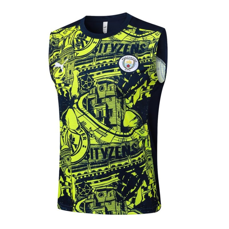 Debardeur Short Manchester City 2024 2025 Jaune Noir 2 Debardeur Short Manchester City 2024 2025 Jaune Noir