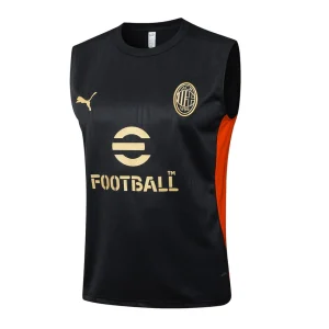 Camiseta corta sin mangas negra oscura del AC Milan 2024-2025