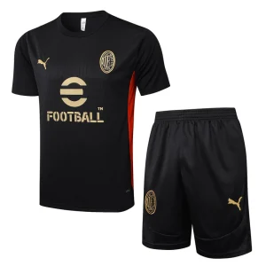Conjunto de camiseta y pantalones cortos negros del AC Milan 2024-2025