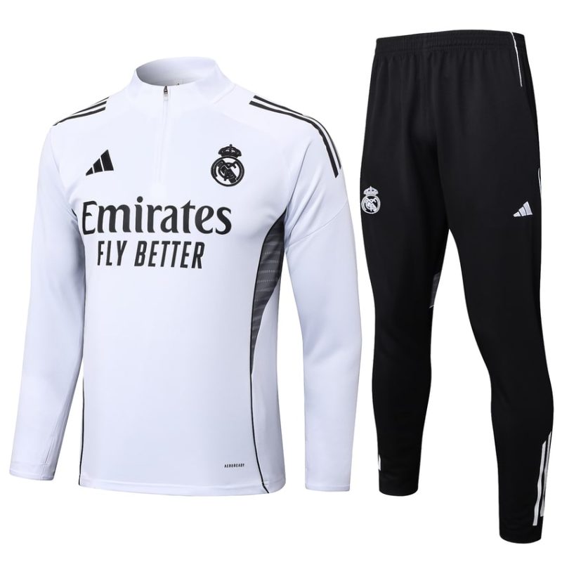 Survetement Real Madrid Training 2024 2025 Blanc Noir