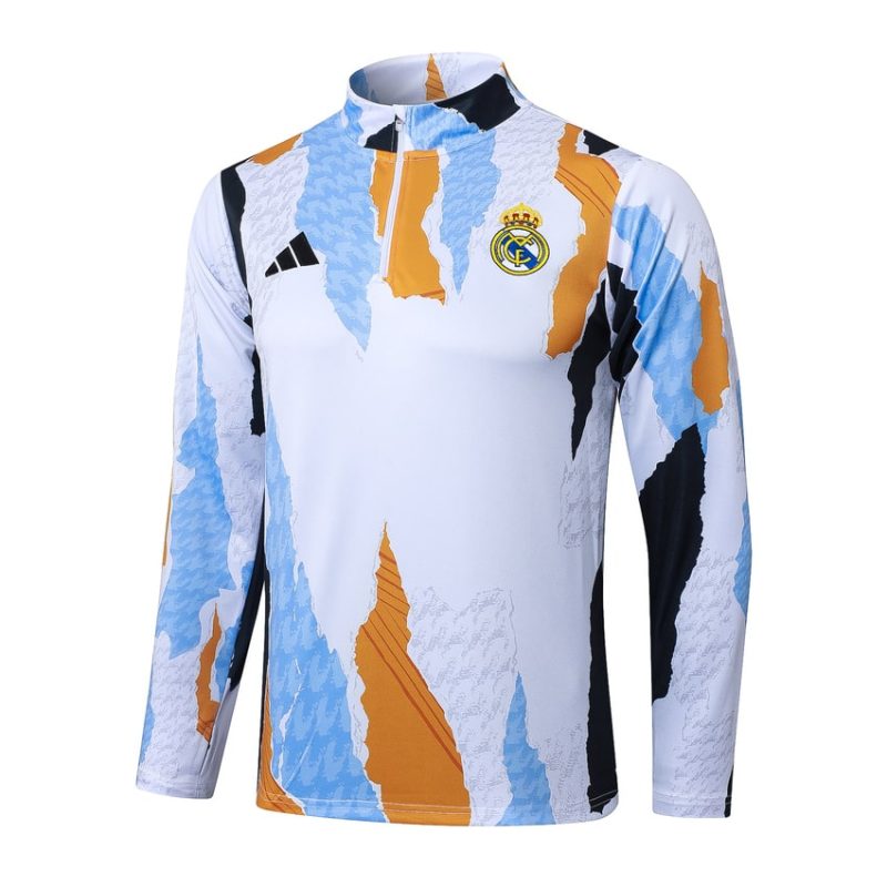 Survetement Real Madrid Training 2024 2025 Blanc Tache 2 Survetement Real Madrid Training 2024 2025 Blanc Tache