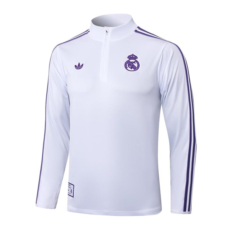Real Madrid Trainingsanzug 2024/2025 Weiß Lila 2 Real Madrid Trainingsanzug 2024 2025 Weiß Lila