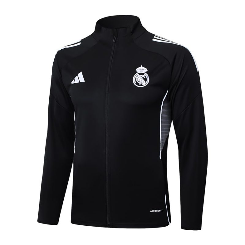 Real Madrid Tracksuit Jacket 2024/2025 Dark Black 2 Real Madrid Tracksuit Jacket 2024 2025 Black Dark