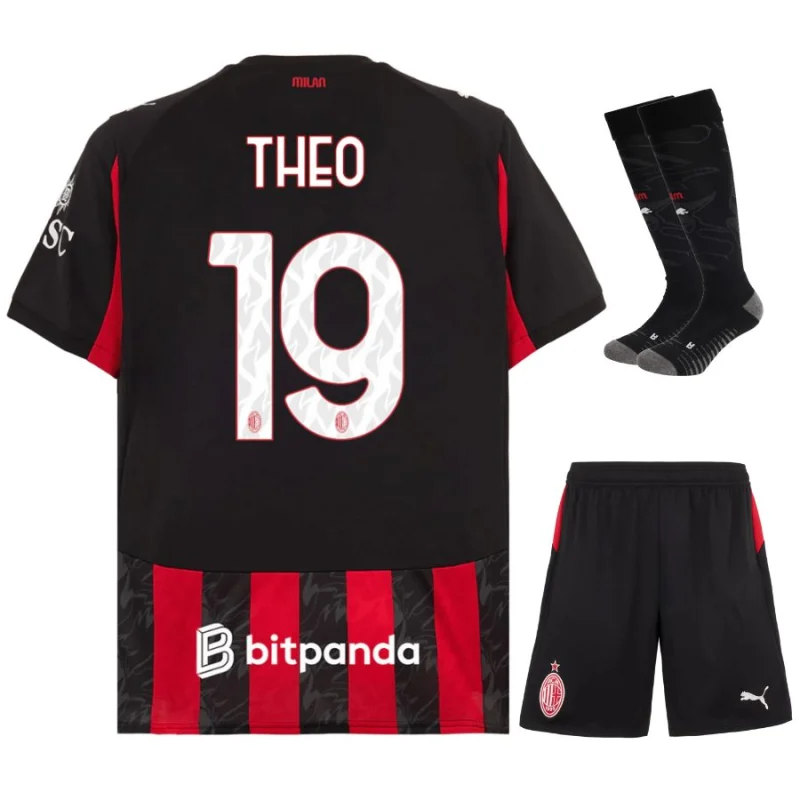Maillot Kit Enfant Milan AC Domicile 2025 2026 Theo