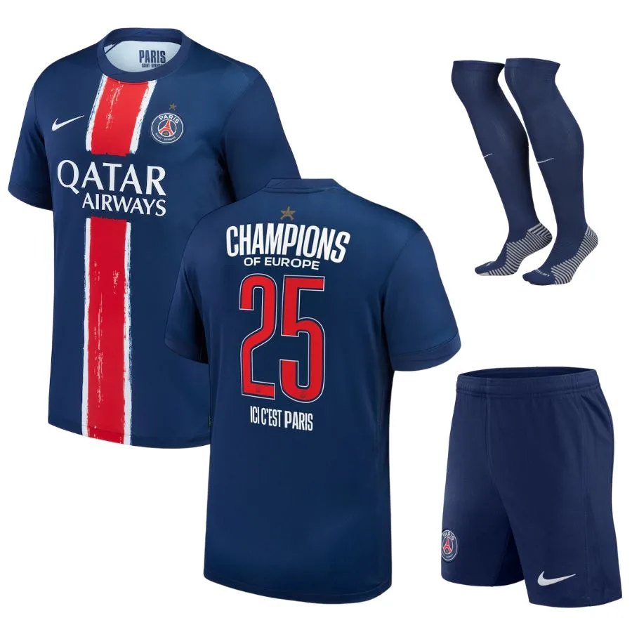 Maillot Kit Enfant PSG Champions D'Europe 2025 1 Etoile Maillot Kit Enfant PSG Champions D'Europe 2025 1 Etoile