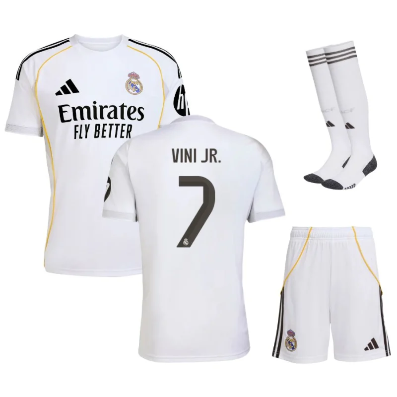 Real Madrid Children's Home Kit Jersey 2025 2026 Vini Jr. Real Madrid Children's Home Kit Jersey 2025 2026 Vini Jr.