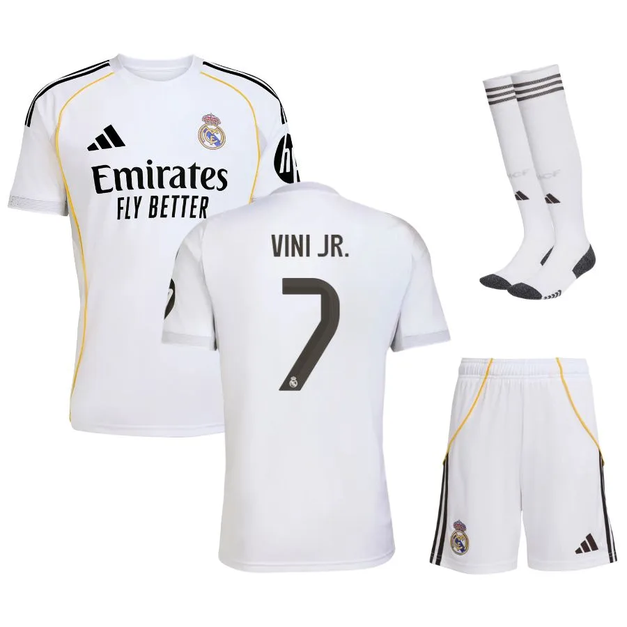 Real Madrid Children's Home Kit Jersey 2025 2026 Vini Jr. Real Madrid Children's Home Kit Jersey 2025 2026 Vini Jr.