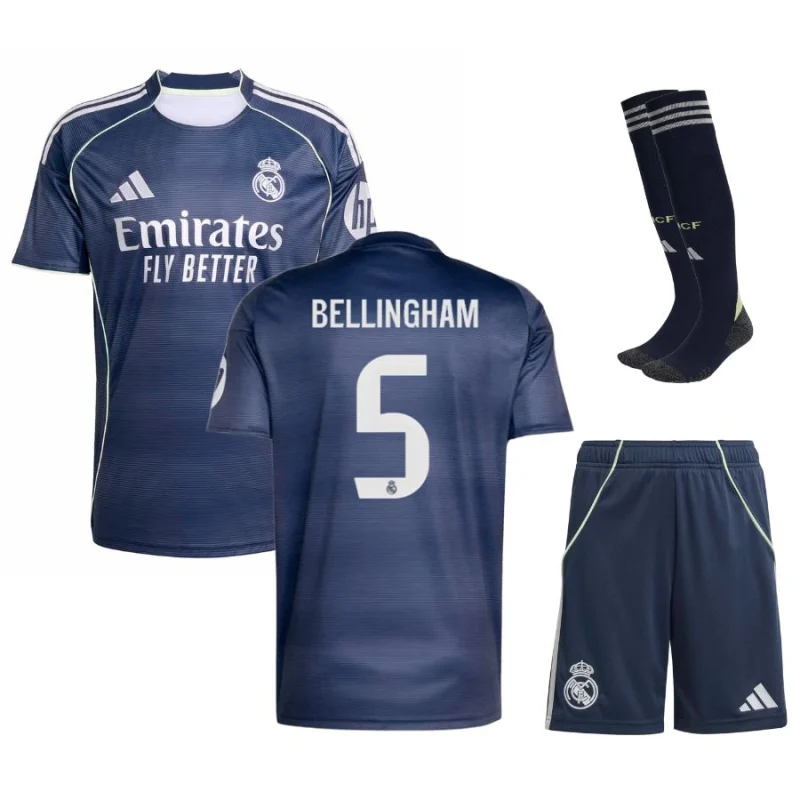 Camiseta Real Madrid Segunda Equipación Infantil 2025 2026 Bellingham