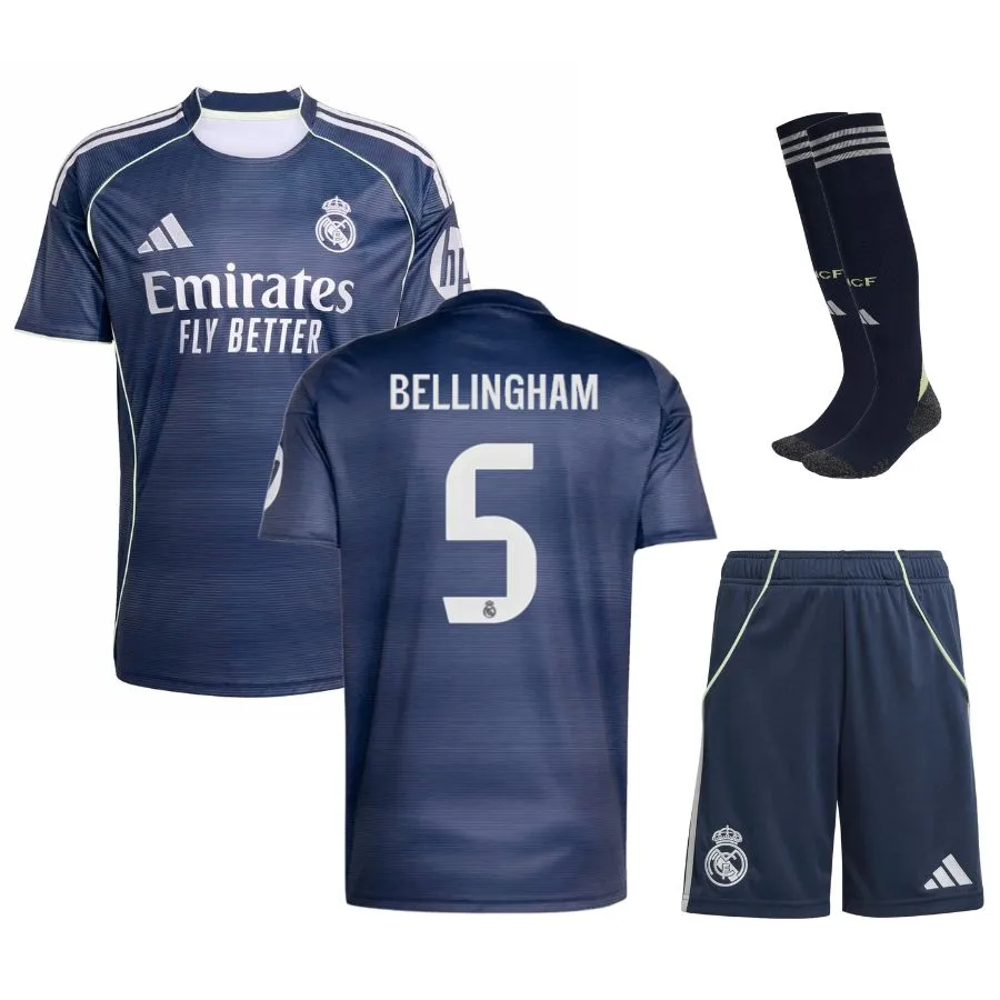 Camiseta Real Madrid Segunda Equipación Infantil 2025 2026 Bellingham