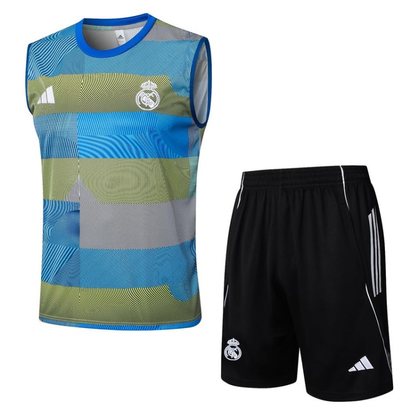 Debardeur Short Real Madrid 2025 2026 Bleu Vert (1) Debardeur Short Real Madrid 2025 2026 Bleu Vert