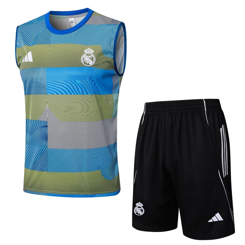 Debardeur Short Real Madrid 2025 2026 Bleu Vert (1) Debardeur Short Real Madrid 2025 2026 Bleu Vert