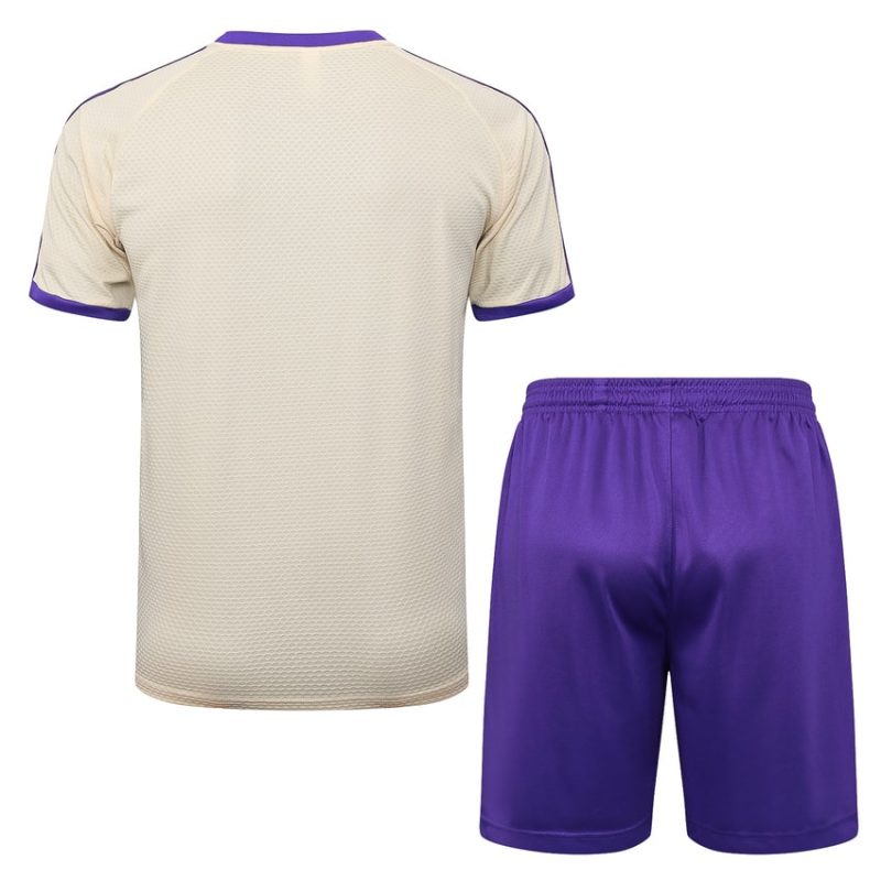 Ensemble Maillot Short Real Madrid 2025 2026 Beige Violet (3) Ensemble Maillot Short Real Madrid 2025 2026 Beige Violet