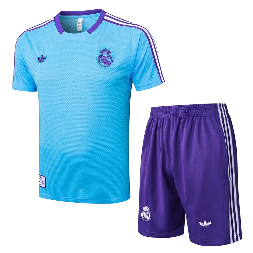 Ensemble Maillot Short Real Madrid 2025 2026 Bleu Ciel