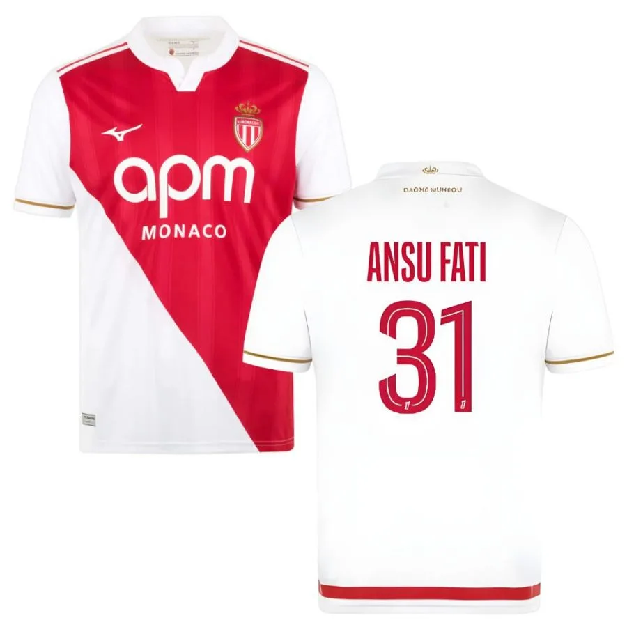 Maillot AS Monaco Domicile 2025 2026 Ansu Fati (1) Maillot AS Monaco Domicile 2025 2026 Ansu Fati