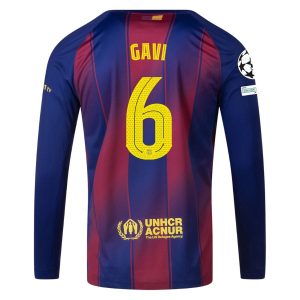 Maillot Barca Domicile 2025 2026 Gavi Manches Longues UCL