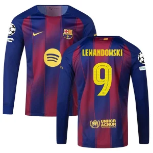 Camiseta de local del Barça 2025-2026 de Lewandowski, manga larga, UCL
