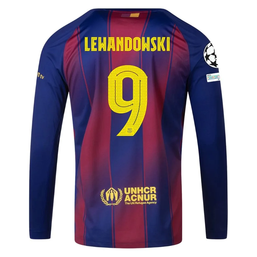 Maillot Barca Domicile 2025 2026 Lewandowski Manches Longues UCL