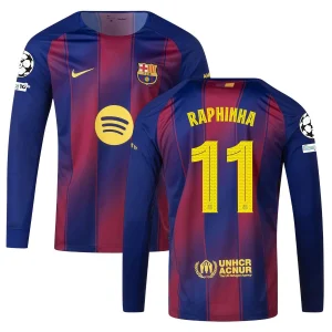 Maglia da casa del Barcellona 2025-2026 Raphinha manica lunga UCL