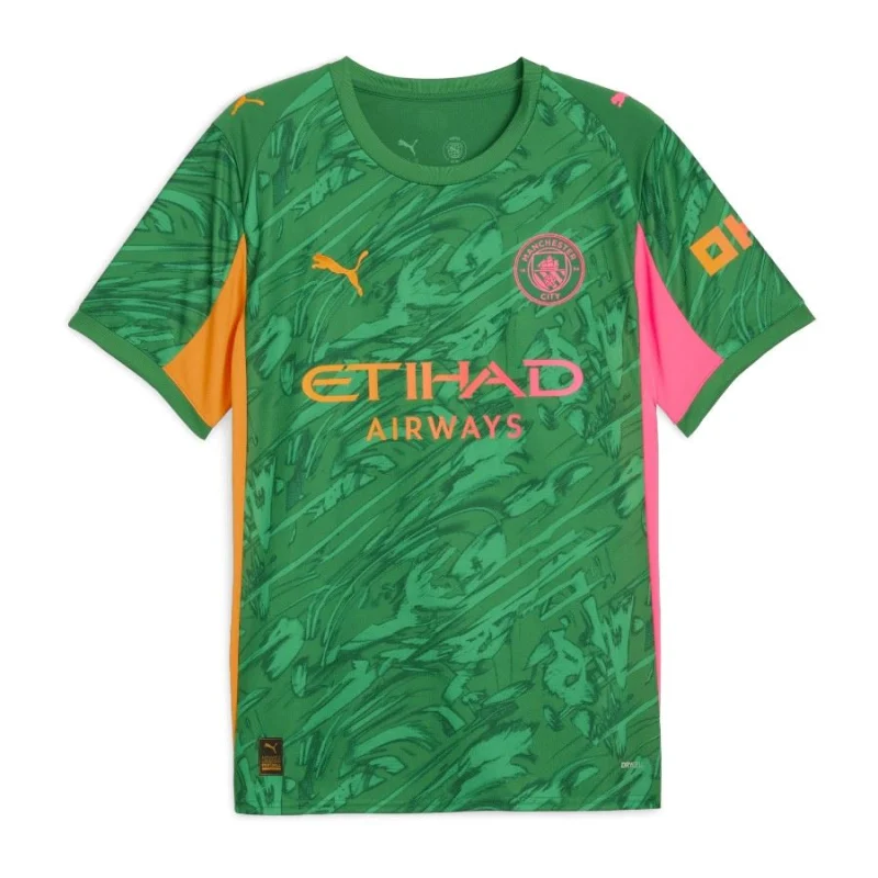 Camiseta local del Manchester City para niños 2025-2026, verde, de portero (1) Camiseta local del Manchester City para niños 2025-2026, verde, de portero (1)