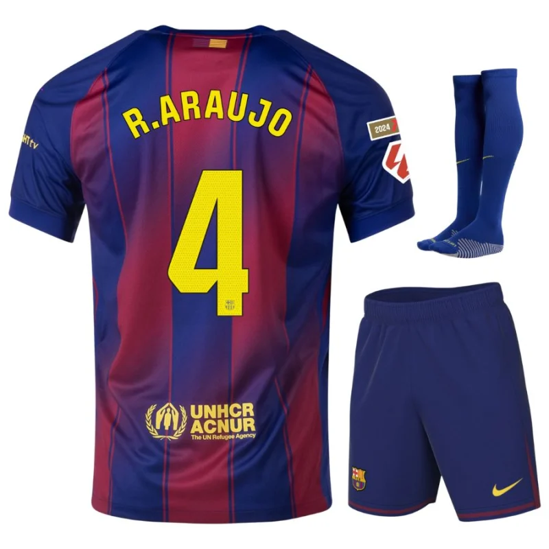 Maillot Kit Enfant Barca Domicile 2025 2026 Araujo La Liga