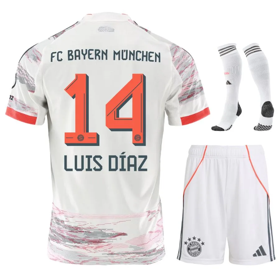 Maillot Kit Enfant Bayern Munich Exterieur 2025 2026 Luis Diaz Maillot Kit Enfant Bayern Munich Exterieur 2025 2026 Luis Diaz