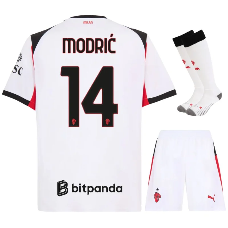 Camiseta de visitante del AC Milan para niños 2025-2026 de Modric Camiseta de visitante del AC Milan para niños 2025-2026 de Modric